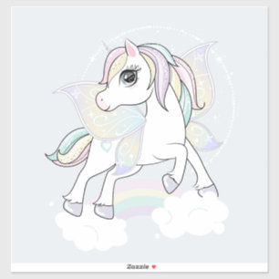Calcomanía de unicornio con alas de mariposa