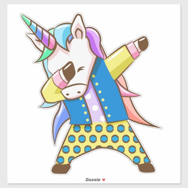 Calcomanía de Unicornio haciendo Dab (Hoja)