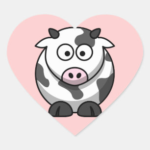 Calcomanía de Vaca de Dibujos Animados (Corazón)