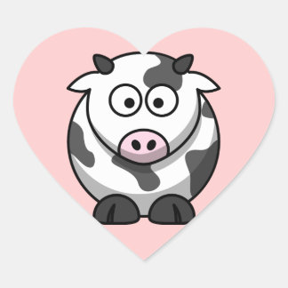 Calcomanía de Vaca de Dibujos Animados (Corazón)