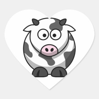 Calcomanía de Vaca de Dibujos Animados (Corazón)