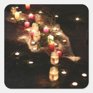 Calcomanía de velas cuadradas con ambiente de luz