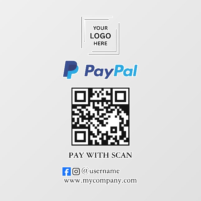 Calcomanía de ventana de código QR de PayPal para  (Hoja)