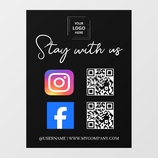 Calcomanía de ventana de código QR de redes social (Hoja)