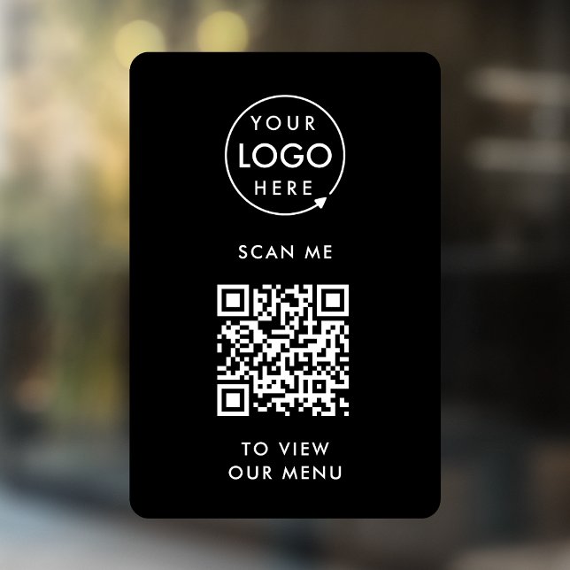 Calcomanía de ventana de código QR | Letrero de vi (Branded interactive QR code menu window clings for restaurants, bars, cafes & hospitality events!)