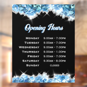 Calcomanía de ventana de horas de apertura de cris