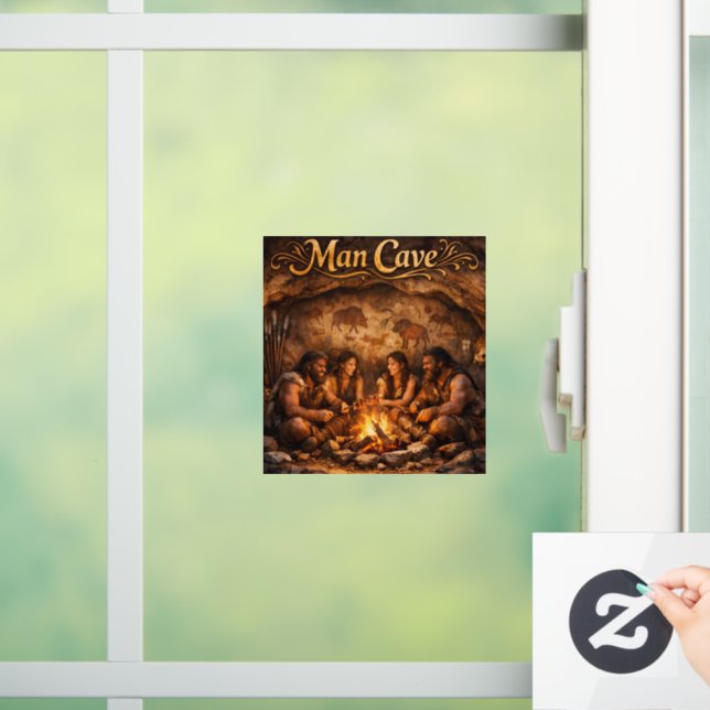 Calcomanía de ventana grande para cueva de hombre (Hogar)