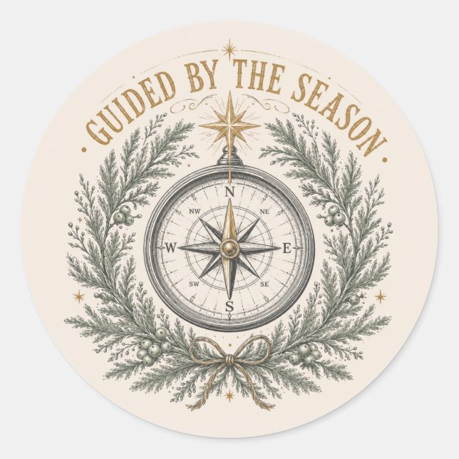 Calcomanía de viaje de Navidad de brújula boho (Anverso)