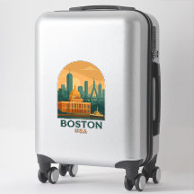 Calcomanía de viaje vintage de Boston – Arte retro