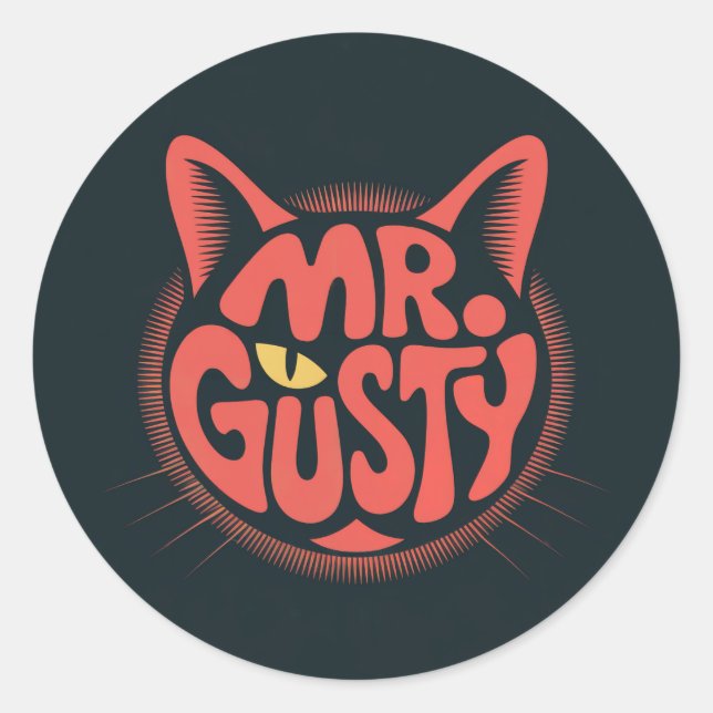 Calcomanía de vinilo con logo de gato retro "Sr. G (Anverso)