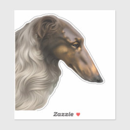 Calcomanía de vinilo con perfil de Borzoi vintage