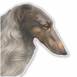 Calcomanía de vinilo con perfil de Borzoi vintage