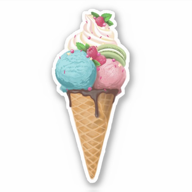 Calcomanía de vinilo cortada a medida Helado.  (Anverso)