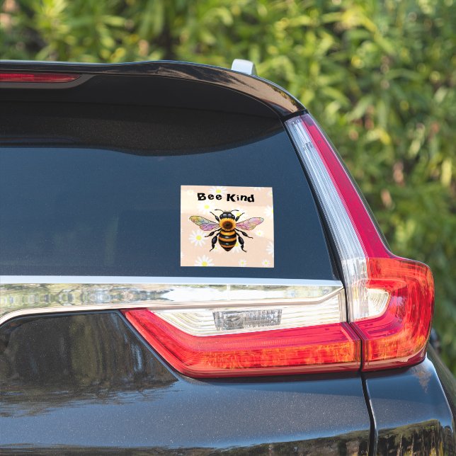 Calcomanía de vinilo cortada Bee Kind (Lado del coche)