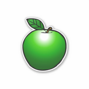Calcomanía de vinilo de manzana verde cortada a me