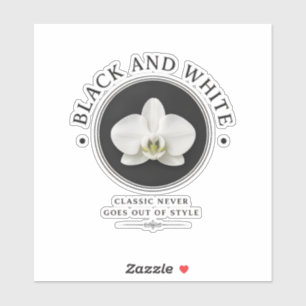 calcomanía de vinilo de orquídea en blanco y negro