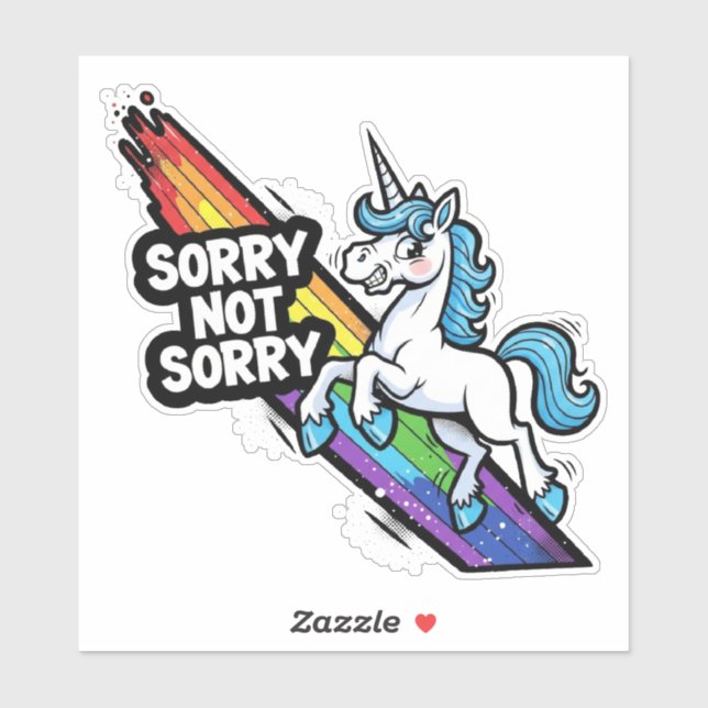 Calcomanía de vinilo de unicornio Sorry Not Sorry (Hoja)