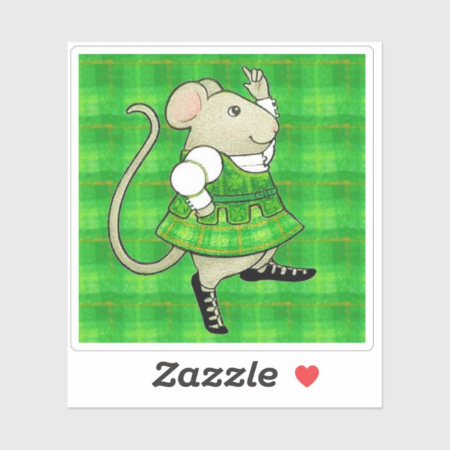 CALCOMANÍA DE VINILO IRISH JIG MOUSE 3"x3" (Hoja)