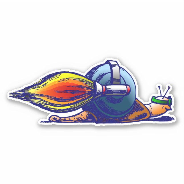 Calcomanía de vinilo personalizada Rocket Snail (Anverso)