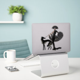 Calcomanía de vinilo recortada de perro y dama de 