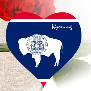 Calcomanía de Wyoming, Corazón, Bandera Patriótica