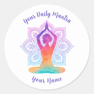 Calcomanía de Yoga Personalizada con Nombre y Mant