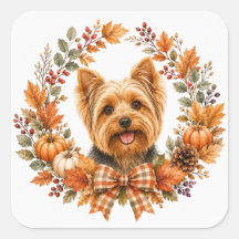 Calcomanía de Yorkshire Terrier Corona de Otoño