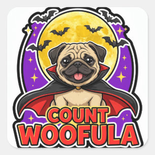 Calcomanía del Conde Woofula — Capa de vampiro pug
