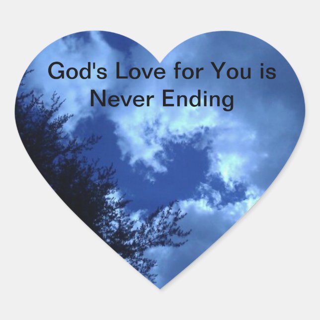 Calcomanía del Corazón del Amor de Dios sin Fin (Anverso)