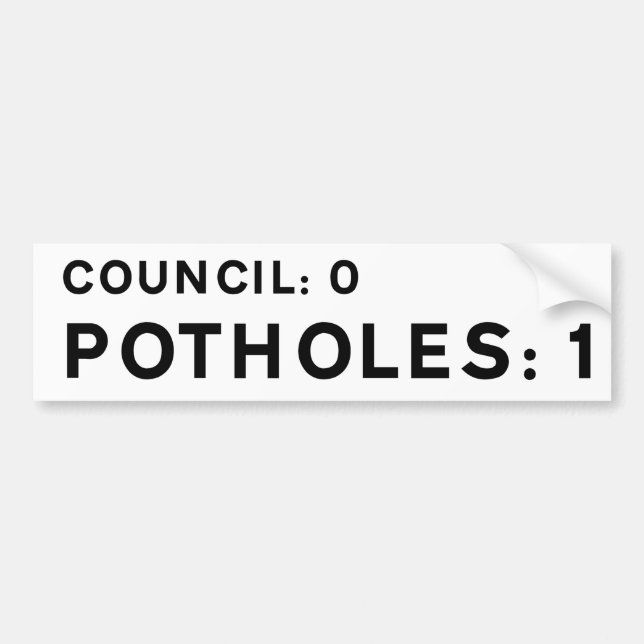 Calcomanía divertida de bache: Consejo 0, Baches 1 (Frente)