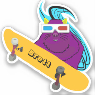 Calcomanía Divertida de Patineta con Ardilla Encan