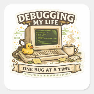 Calcomanía divertida de programación para depurar 