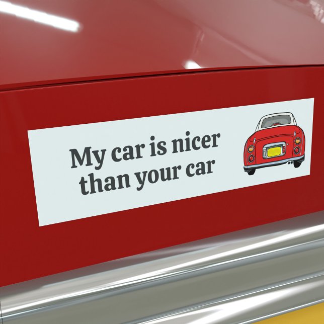 Calcomanía divertida Mi coche es más bonito Figaro (Is your red figaro car nicer than the rest? I bet it is. Here's your bumper sticker for proof)