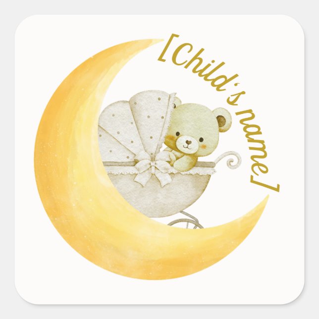 Calcomanía editable para sobre de baby shower de l (Anverso)