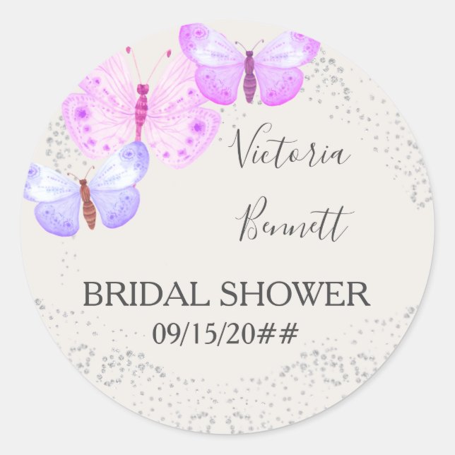 Calcomanía Favorita de Cielos de Mariposas Rosa Pl (Anverso)