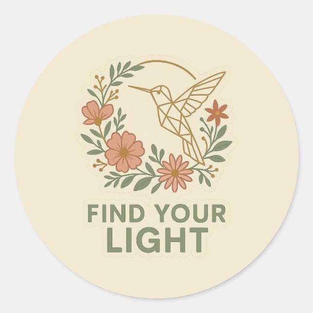 Calcomanía floral de colibrí geométrico minimalist (Anverso)