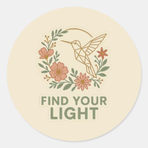 Calcomanía floral de colibrí geométrico minimalist