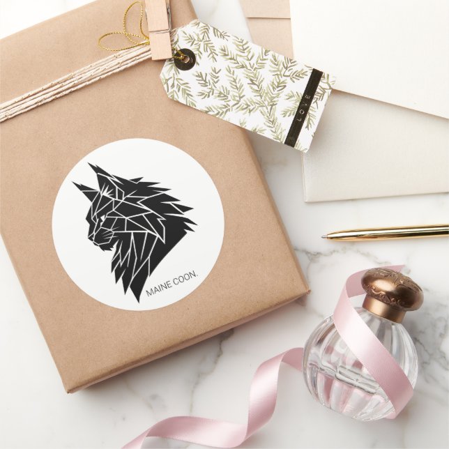 Calcomanía geométrica minimalista de Maine Coon en (Regalar)