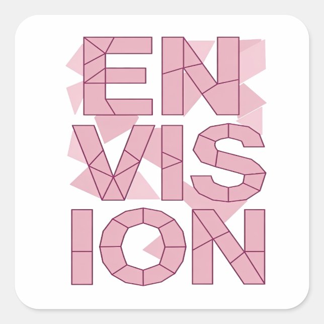 Calcomanía gráfica cuadrada rosa ENVISION (Anverso)