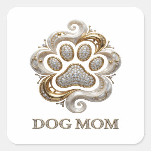 Calcomanía gráfica de DOG MOM en oro de lujo