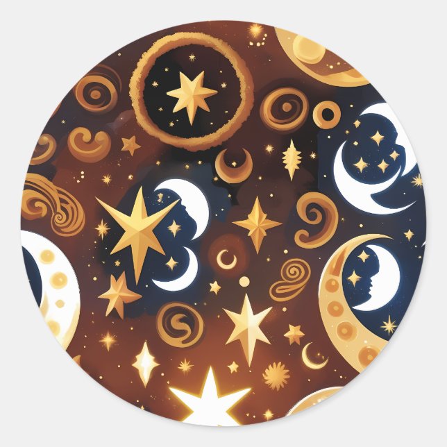 Calcomanía - Luna Mística Celestial Ócre Dorado (Anverso)