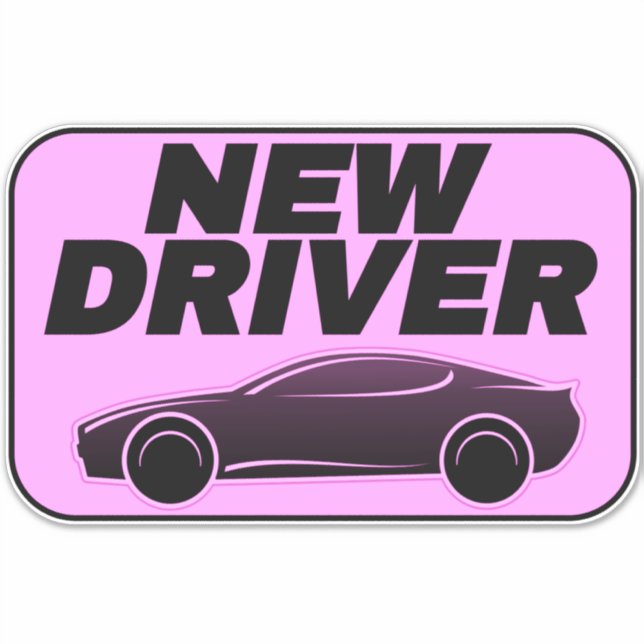 Calcomanía moderna de auto rosa (estudiante conduc (Anverso)