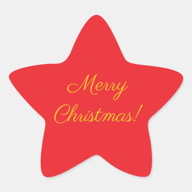 Calcomanía Navideña de Estrella Roja Feliz Navidad (Anverso)