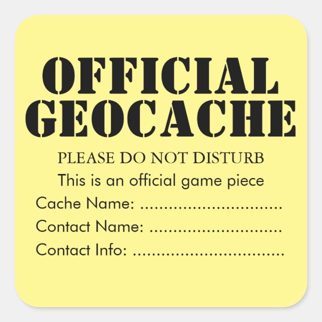 Calcomanía oficial personalizada de Geocache (Anverso)