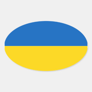 Calcomanía ovalada de la bandera de Ucrania