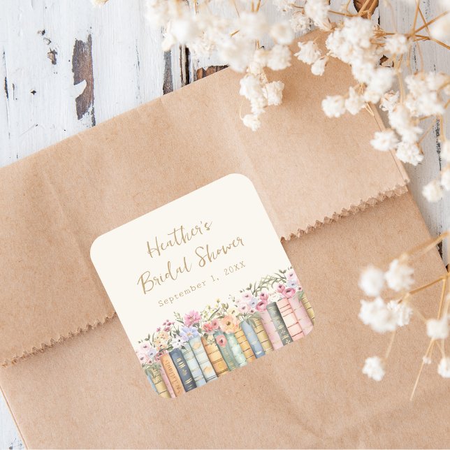 Calcomanía para baby shower con tema de libro (Book Theme Bridal Shower Sticker
)