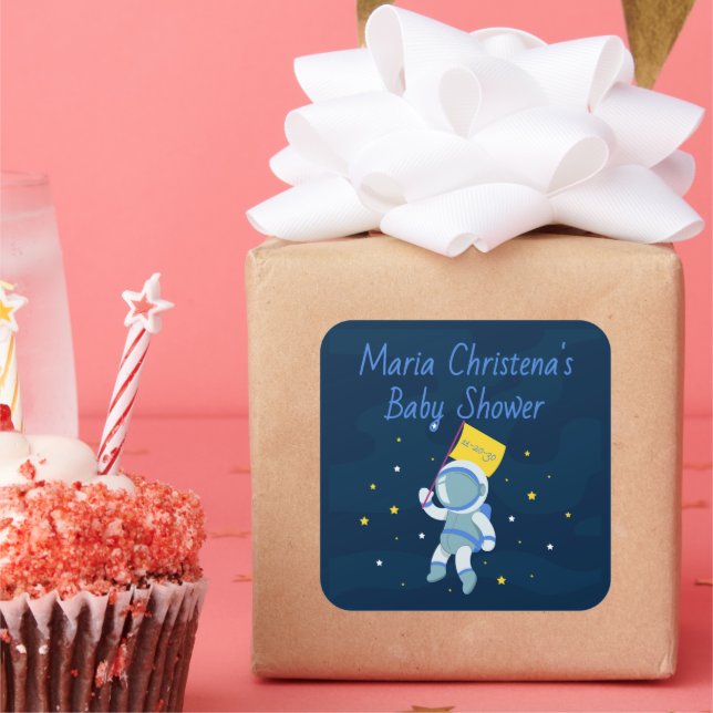Calcomanía para Baby Shower de Astronauta Pequeño (Fiesta)