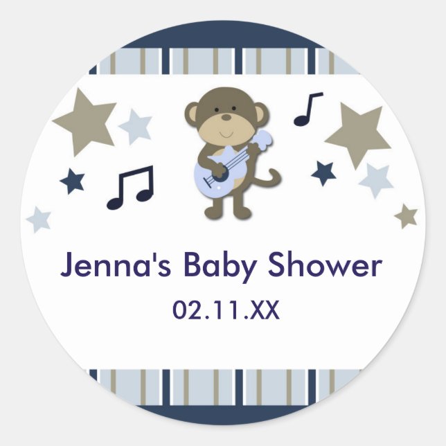 Calcomanía para Baby Shower de Mono Estrella de Ro (Anverso)