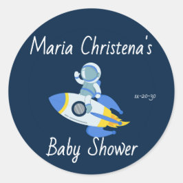 Calcomanía para Baby Shower de Paseo en Cohete de 