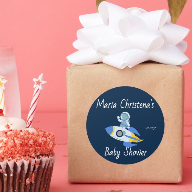Calcomanía para Baby Shower de Paseo en Cohete de  (Fiesta)